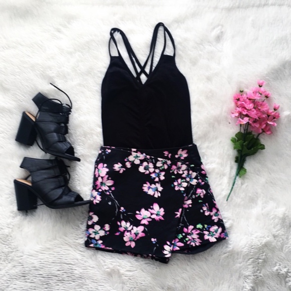 Express watercolor cherry blossom skort